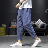 Xituodai Men's Clothing Loose Spring Summer Thin Elastic Waist Pockets Striped Simplicity Handsome Fashion Casual Comfortable Pants Xituodai