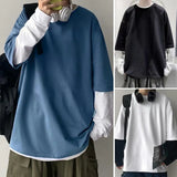 Xituodai Chic Autumn Top Long Sleeves Oversized Hip Hop Comfortable Autumn Top  Loose Men T-shirt for Daily Wear