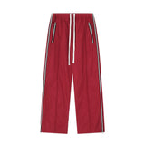 Xituodai Y2K Wide Leg Pants with Side Zips Men Sweatpants Male Loose Casual Sport Red Black Trousers Zipper Split Streetwear