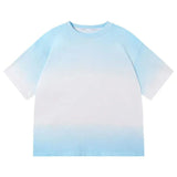 Xituodai Gradient Y2k Short Sleeve T Shirt Mens Korean Fashion Casual O Neck Tops Summer Tie-dye Design Niche Tee Shirts Camiseta Neutral