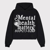 Xituodai Mental Health Matters Print Hoodies Women Men Streetwear Oversized Sweatshirt Goth Y2k Top Harajuku Pocket Hoodie Men Clothing