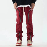 Xituodai Y2K Cargo Pants Men Zipper Techwear Black Cargo Trousers Male Red Darkwear Slim Designer Hip Hop Cotton Streetwear