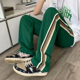 Xituodai  New Arrivals Striped Vintage Green Casual Men Tracksuit Pants All-match Sweatpants Male Baggy Women Straight Long Trousers