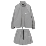 Xituodai Men Quick-drying Breathable Sun Protection Suit Loose Fashion Casual Stand Collar American Sports Long Sleeve Shorts 2 Piece Set