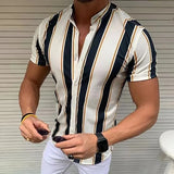 Xituodai Fashion Shirt Striped Print Summer Business Casual Short-Sleeved Tees Tops Mens Blouse Hawaiian Shirts Oversized Men's Clothing