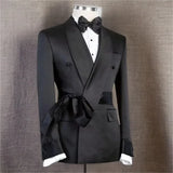 Xituodai Double Breasted Suit Jacket for Men Wedding 2024 Shawl Lapel Slim Fit Groom Blazer with Belt 1 Pc Fashion Coat