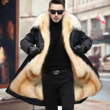 Xituodai  Men's Imitation Fur Liner Winter Warm New Fur One-piece Coat Imitation Mink Fleece Mid-length Fur Coat