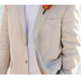 Xituodai Beige Linen Wedding Suits for Men Beach 2 Pcs Groom Tuxedo Summer American Style Suit Jacket with Pants 2024