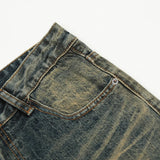 Xituodai Jeans Men Streetwear Y2k Vintage Blue Distressed Casual Fashion Street Trousers Straight-leg Autumn Winter Flared Denim Pants