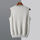 Xituodai Men's Sweater Vest 100% Merino Wool camisole Spring Autumn New Style V-Neck Knitted Pullover Vest Casual Solid Color Menswear