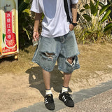 Xituodai Beach Style Jeans Men Summer Fashion Vintage Hole Design All-match Denim Clothing Gothic High Street Males Trousers Knee Length