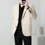 Xituodai Men Suit Jackets Blazer Coat Slim Fit Smart Casual Autumn New Fashion Clothing Two Buttons Solid Color Korean Black/Khaki/Coffee