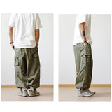 Xituodai Baggy Cargo Pants Men's Wide Leg Trousers Male Oversize Japanese Cropped Ankle-length Pocket Casual Streetwear hip hop