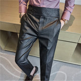 Xituodai High-fashion Slim Fit Jacquard Design Trousers Naples High-waisted Casual Pants Men's Narrow Pants PU