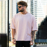 Xituodai Summer Men's Ribbed T Shirts Fashion Letter Embroidery Loose Short Sleeve Tees 2024 Streetwear Men Clothes Casual Pullover Tops