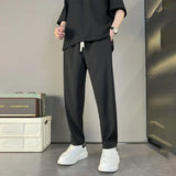 Xituodai Simplicity Temperament Handsome Smart Casual Versatile Silky Smooth Hanging Down Men's Straight Leg Cropped Pants Autumn