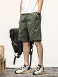 Xituodai Summer Casual Shorts Men Stretch Cotton Drawstring Solid Workwear Straight Cargo Shorts Male Loose Bermuda Short Pants