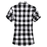 Xituodai Striped Plaid Short-sleeved Shirt Men's Single-breasted Square Collar Cotton Shirts Summer Fashion Casual Camisa Men Chemise 7XL