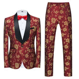 Xituodai Fashion New Men's Casual Boutique Business Wedding Host Flower Color Suits 3 Pcs Set Dress Blazers Jacket Pants Vest Coat