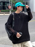 Xituodai Summer Y2k Hollow Out Loose Knitted T-shirt Man Geometic Vintage Casual See Though Male Pullover Sexy Vacaton Beach Jumper ﻿