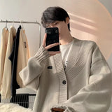 Xituodai Men's Korean Review Clothes Luxury Retro Knit Cardigan Long Sleeve Streetwear Stylish Sweater Leisure Coat Fashion Knitwear