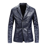 Xituodai Men's Fashion Casual Spring Autumn Motorcycle Leather Coat / Male Slim Fit Solid Colour Single Breasted Pu Suit Jacket