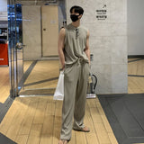 Xituodai Fashion Men Vest Tshirt SetsTracksuit Sportswear Sleeveless T-shirt Long Pants Streetwear 2 Piece Set Male Clothes