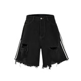 Xituodai Black Hip-hop Hole Beggar Jeans Shorts Men's American Street Washed Old Loose Five-part Pants Streetwear Men Y2k Clothes Pants