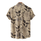 Xituodai New Folk Style Men's Casual Small Floral Plum Short-sleeved Shirt