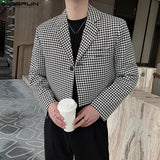 Xituodai Tops 2024 Korean Style Handsome New Mens Plaid Design Suit Casual Party Shows Male Well Fitting Short-style Blazer S-5XL