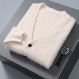 Xituodai Autumn Winter New Cardigan Men's V-Neck Top 100% Mink Cashmere Knitted Sweater Casual Loose Large Long Sleeved shirt Jacket