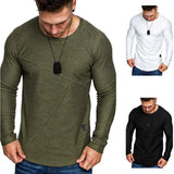 Xituodai Autumn Long Sleeve T-shirt Men's Solid Color Splicing Leisure Menswear