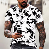 Xituodai 2024 Spring Summer Men's T Shirts Casual Loose O Neck Short Sleeve Pullover Tees For Men Clothing Vintage Pattern Print T-shirt