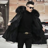 Xituodai  Men's Imitation Fur Liner Winter Warm New Fur One-piece Coat Imitation Mink Fleece Mid-length Fur Coat