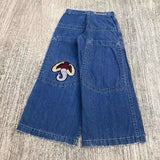 Xituodai Y2K Jeans Harajuku Retro Elephant Graphic Baggy Jeans Blue Pants Women New Punk Rock Hip Hop Gothic Wide Leg Trousers Streetwear