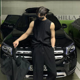 Xituodai Fashion Men Vest Tshirt SetsTracksuit Sportswear Sleeveless T-shirt Long Pants Streetwear 2 Piece Set Male Clothes