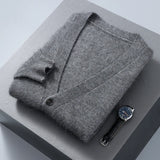 Xituodai Autumn Winter New Cardigan Men's V-Neck Top 100% Mink Cashmere Knitted Sweater Casual Loose Large Long Sleeved shirt Jacket