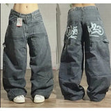 Xituodai Streetwear New Fashion Retro Blue Old Washed Baggy Jeans Women Y2K Harajuku Hip Hop Gothic High Waist Casual Joker Wide Leg Pant