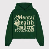 Xituodai Mental Health Matters Print Hoodies Women Men Streetwear Oversized Sweatshirt Goth Y2k Top Harajuku Pocket Hoodie Men Clothing