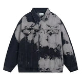 Xituodai Tie Dye Denim Jacket Men Women Loose Harajuku Bomber Outwear Couple Autumn Y2k Vintage Cowboy Coat Spring Autumn 2024