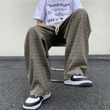 Xituodai Sagging Pants Plaid Pants Men Loose men trousers Casual Straight pant for Male/Female Harajuku Hip-hop Streetwear Wide-leg Mopping Pants