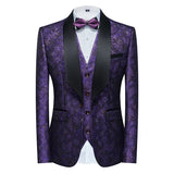 Xituodai Fashion New Men's Casual Boutique Business Wedding Host Flower Color Suits 3 Pcs Set Dress Blazers Jacket Pants Vest Coat