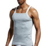 Xituodai Mens Undershirt Plain Heavy Weigh Tank Tops Sleeveless Male Bodyshaper  Square Cut Sports Muscle Gym Wrestling Fitness T-Shirts