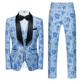 Xituodai Fashion New Men's Casual Boutique Business Wedding Host Flower Color Suits 3 Pcs Set Dress Blazers Jacket Pants Vest Coat