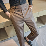 Xituodai High-fashion Slim Fit Jacquard Design Trousers Naples High-waisted Casual Pants Men's Narrow Pants PU