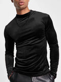 Xituodai Round Neck Male Autumn Winter Pullovers Casual Streetwear Basic Long Sleeve Tops Men Solid Undershirt Warm Black Pleuche Tees