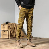 Xituodai Spring and autumn American retro Cargo pants men's bound feet fashion brand loose heavy weight washing large pocket casual pants