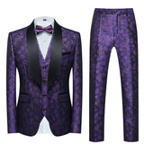 Xituodai Fashion New Men's Casual Boutique Business Wedding Host Flower Color Suits 3 Pcs Set Dress Blazers Jacket Pants Vest Coat