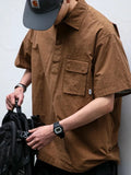 Xituodai Techwear Cargo Shirts Men Short Sleeve Top Men's Clothing Casual Darkwear Summer Japanese Streetwear Hip Hop Harajuku Xituodai