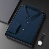 Xituodai 2024 Spring Autumn Waffle Men's Long-sleeved Polo Shirt Business Casual Slim Top Classic Solid Color Male Brand Tees